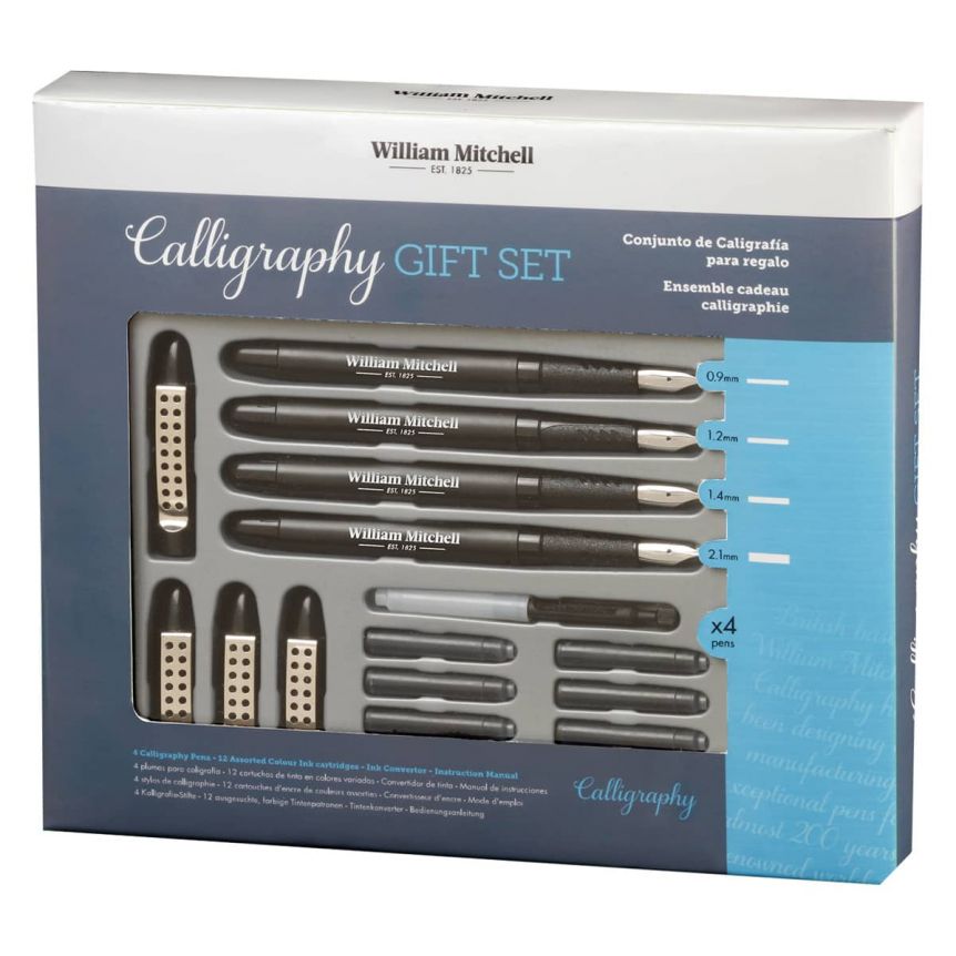 William Mitchell Calligraphy Gift Set - 4 Sizes with 8 Cartridges