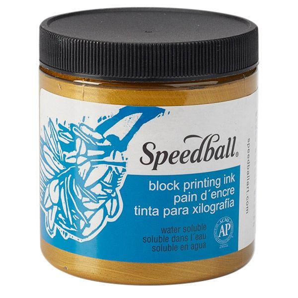Gold 8oz Water Soluble Speedball Block Printing Ink  