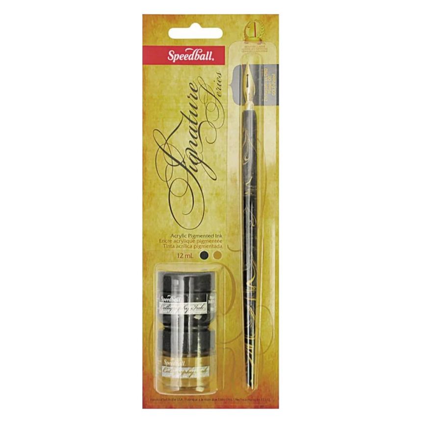 Speedball Signature Pen & Ink Set, Gold/Black