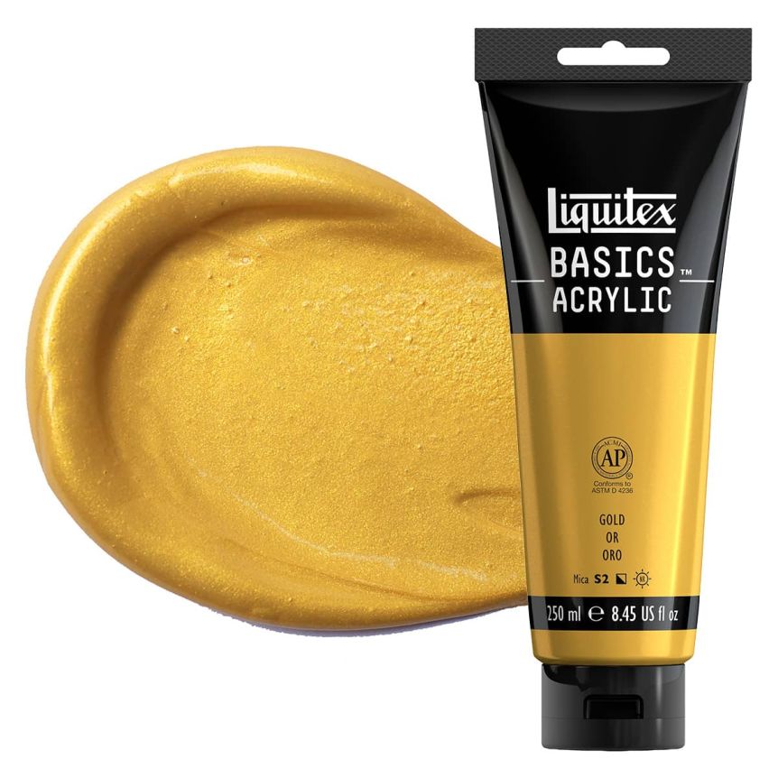 Liquitex Basics Acrylic Paint - Gold, 250ml Tube