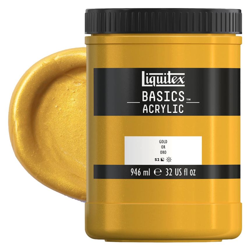 Liquitex Basics Acrylic Paint - Gold, 32oz Jar