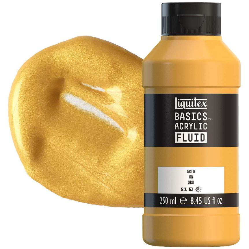 Liquitex BASICS Acrylic Fluid - Gold, 250ml Bottle