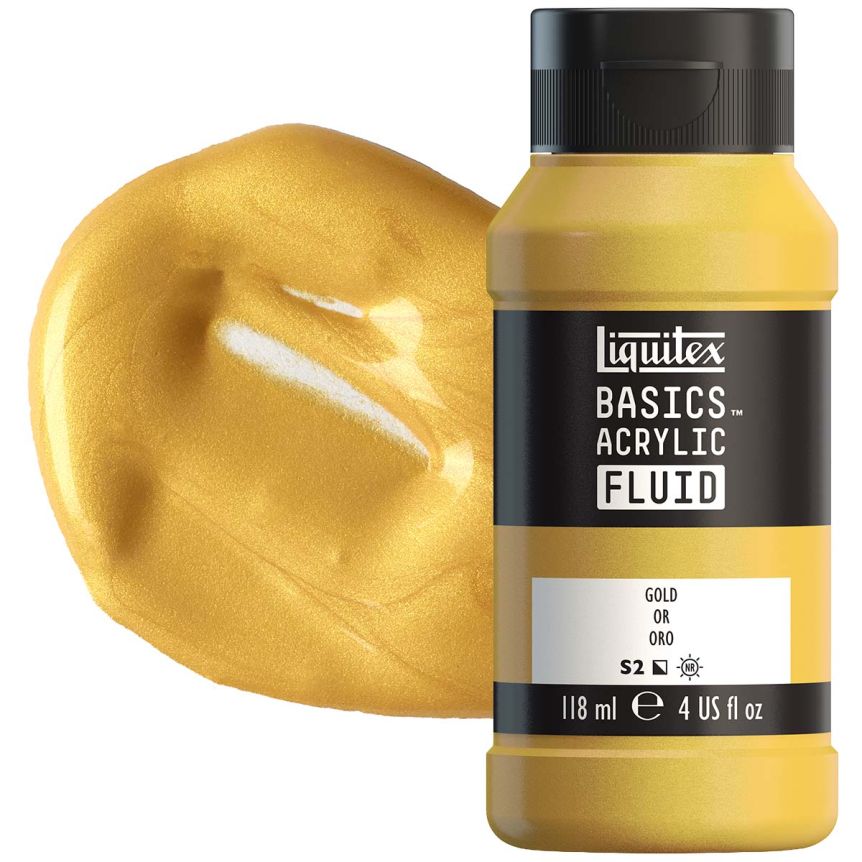 Liquitex BASICS Acrylic Fluid - Gold, 4oz Bottle