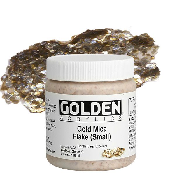 GOLDEN Heavy Body Acrylics - Gold Mica Flake Small, 4oz Jar