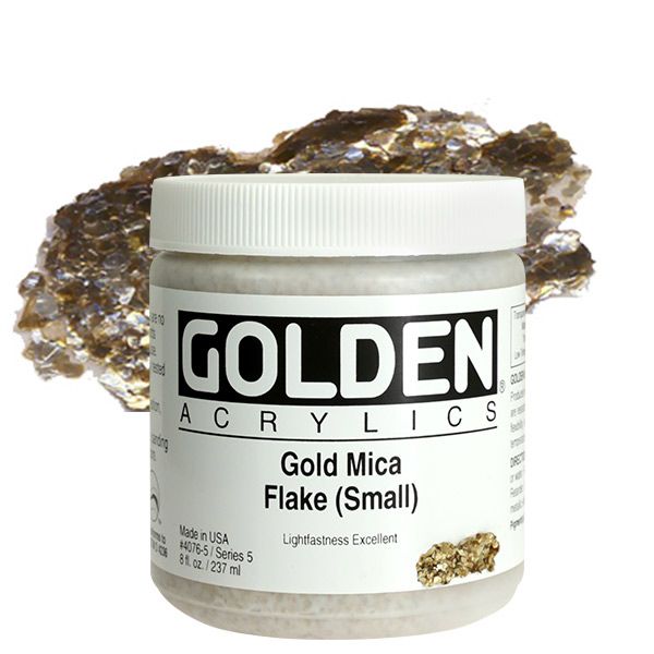 GOLDEN Heavy Body Acrylics - Gold Mica Flake Small, 8oz Jar