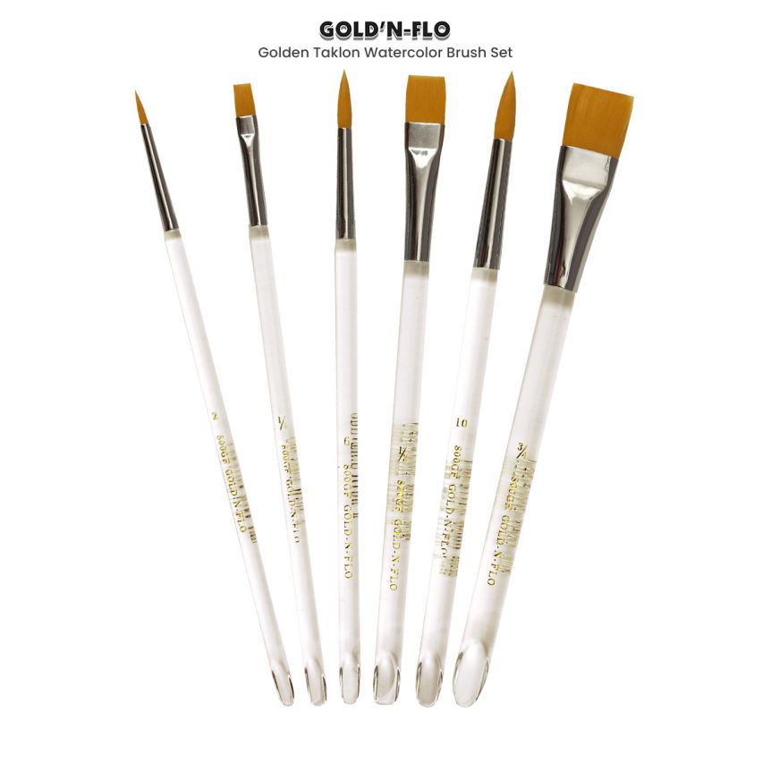 Gold-N-Flo Golden Taklon Watercolor Brushes