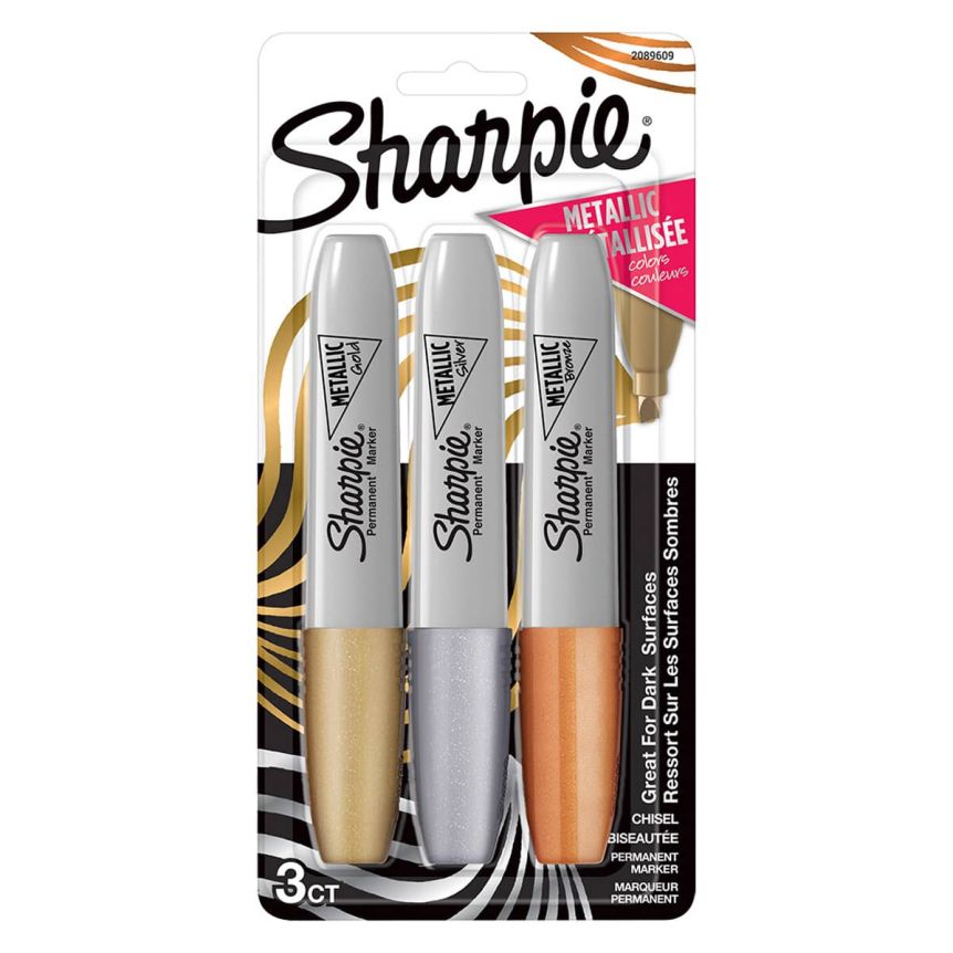Sharpie 3pk Permanent Markers Fine Tip Metallic Gold/silver/bronze