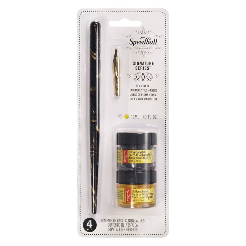 Speedball Signature Pen & Ink Set, Gold/Silver