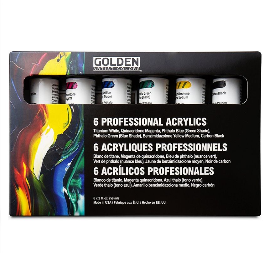 GOLDEN Heavy Body Acrylics Professional Principal Paint Set of 6, 60ml Jerry's Artarama