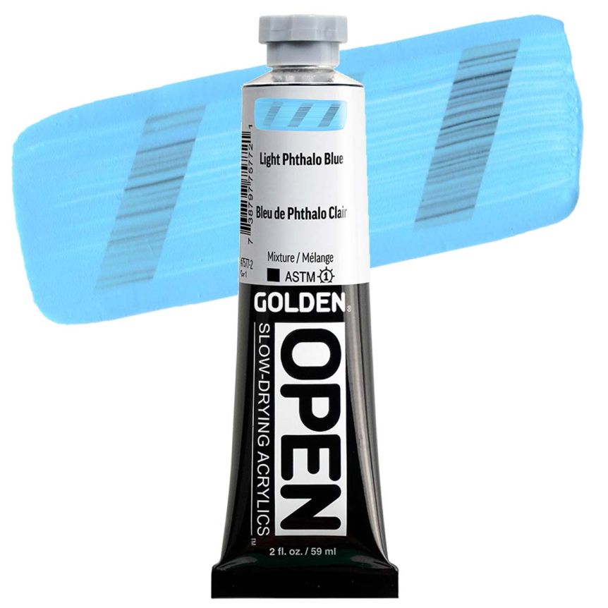 Golden Open Acrylic - Light Phthalo Blue, 2oz Tube