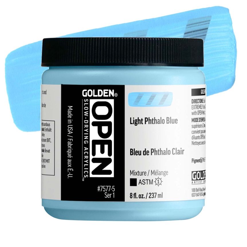 Golden Open Acrylic - Light Phthalo Blue, 8oz Tube