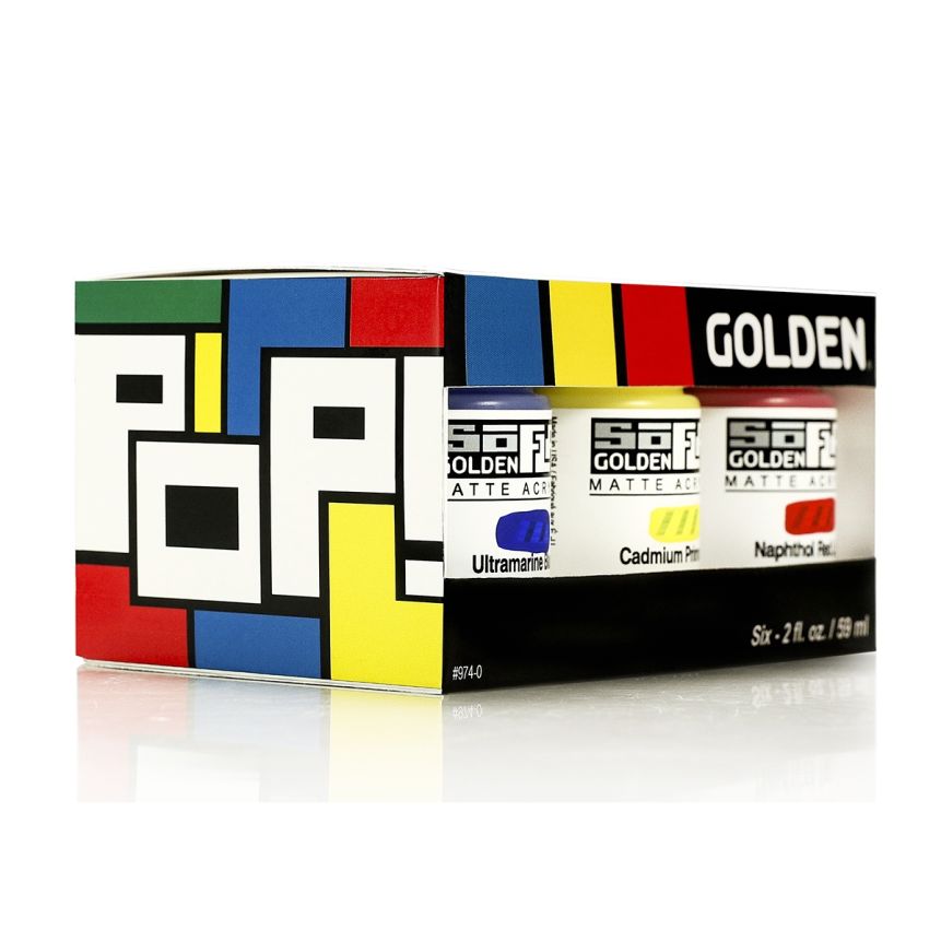 Golden SoFlat Pop Set of 6 Matte Acrylics, 2oz Jars