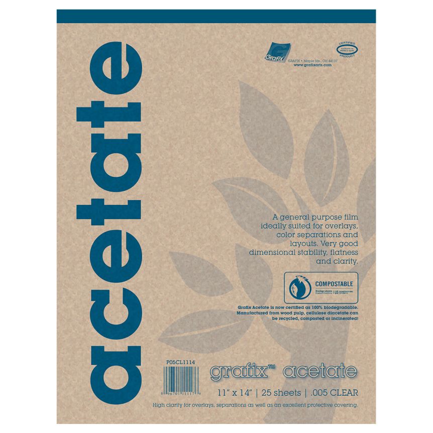 Grafix Biodegradable Clear Acetate .005 Pad, 11”x14”
