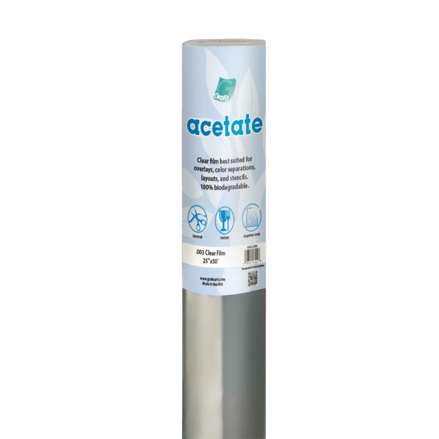 Grafix Biodegradable Clear Acetate .003 Roll, 25”x50’
