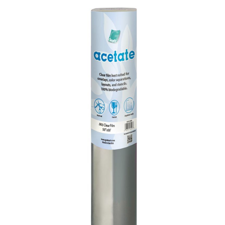 Grafix Biodegradable Clear Acetate .003 Roll, 50”x50’
