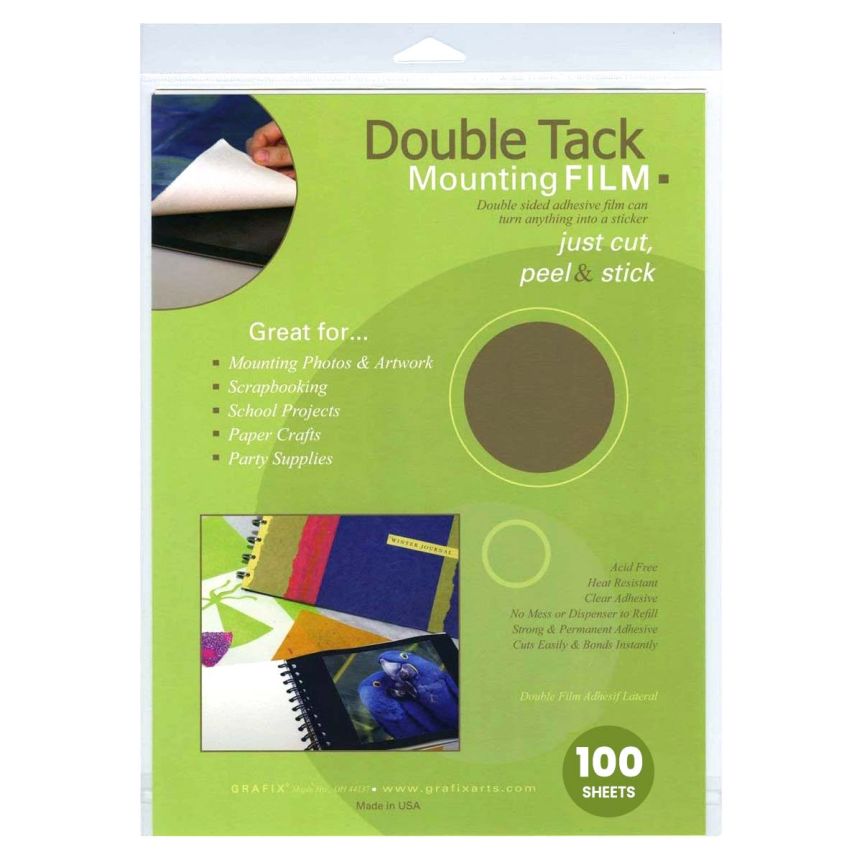 Grafix Double Tack Acid-Free Mounting Film, 9x12" (100 Sheets)