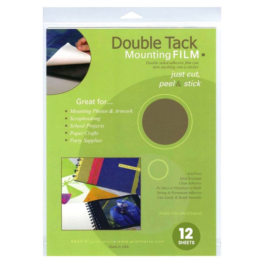 Grafix Double Tack Acid-Free Mounting Film, 9x12" (12 Sheets)