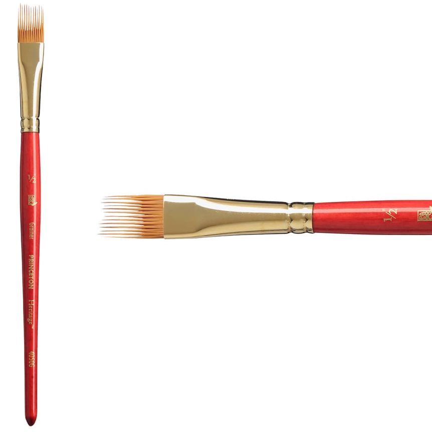 Princeton Heritage Series 4050 Synthetic Sable Brush - Grainer, Short Handle, Size 1/2"