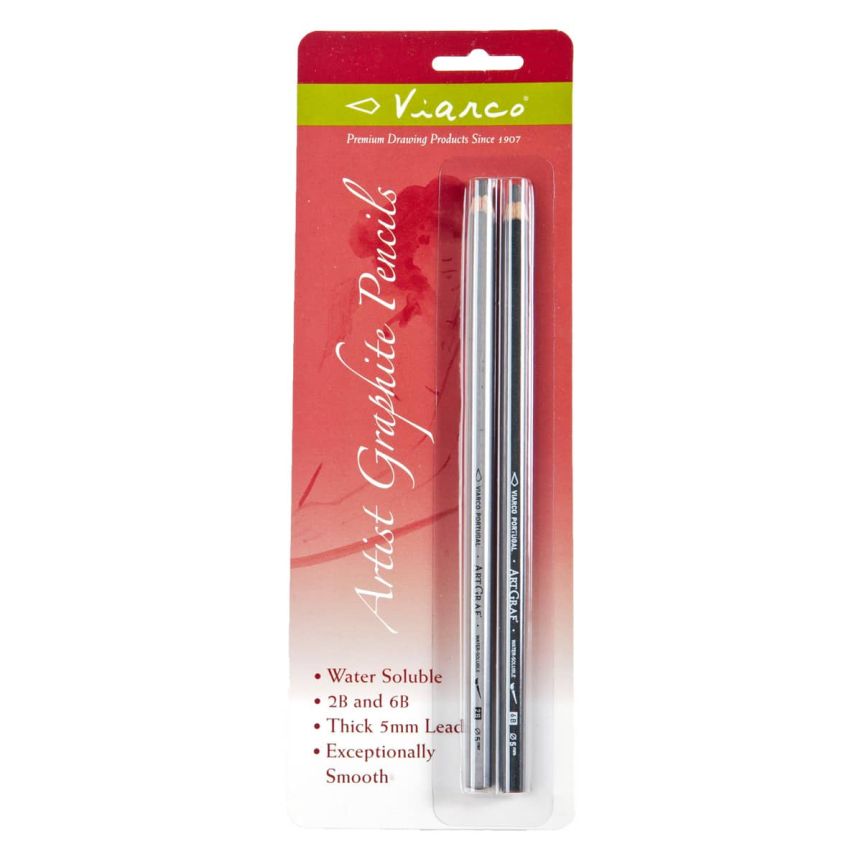 Viarco Artgraf Water-Soluble Graphite Pencils - 2B & 6B, Set of 2