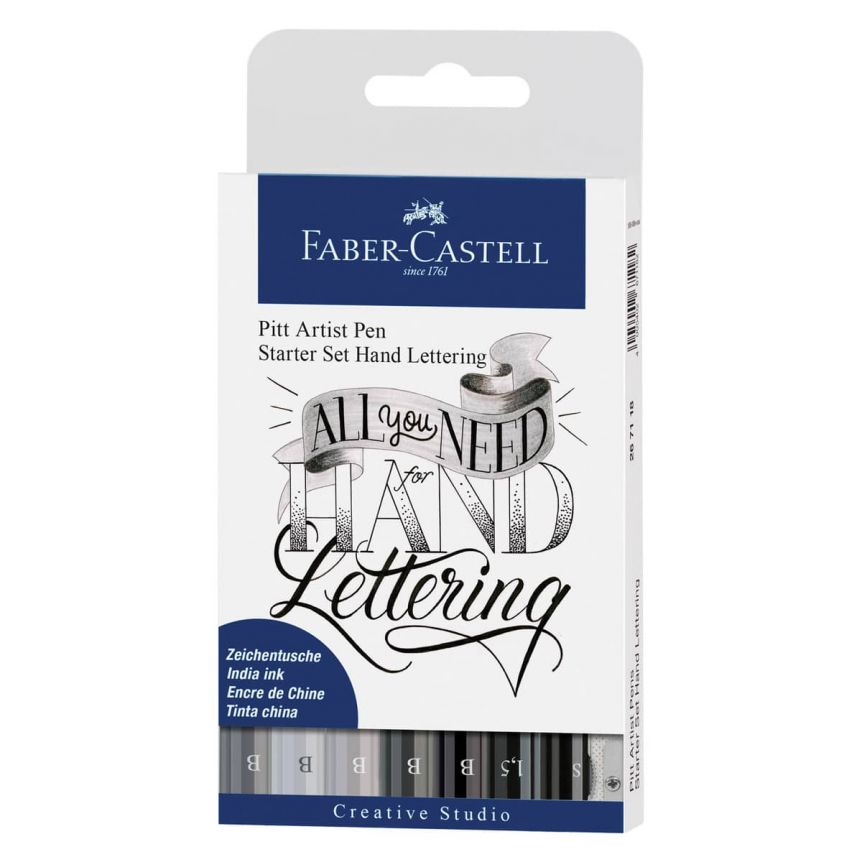 Faber-Castell Pitt Artist Pens Starter Hand Lettering - Grayscale Colors (Set of 6)