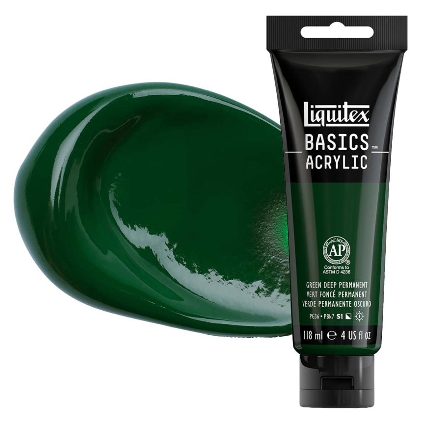Liquitex Basics Acrylic Paint - Permanent Green Deep, 4oz Tube