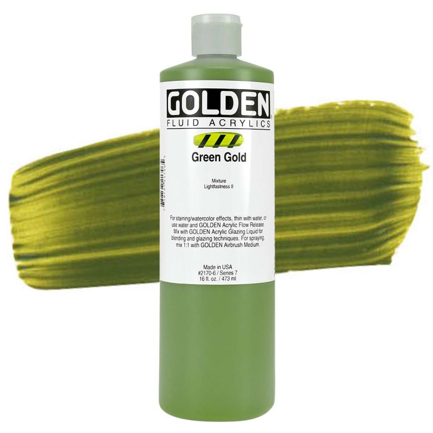 GOLDEN Fluid Acrylics Green Gold, 16oz