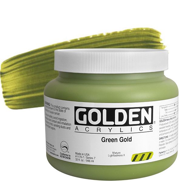GOLDEN Heavy Body Acrylic 32 oz Jar - Green Gold