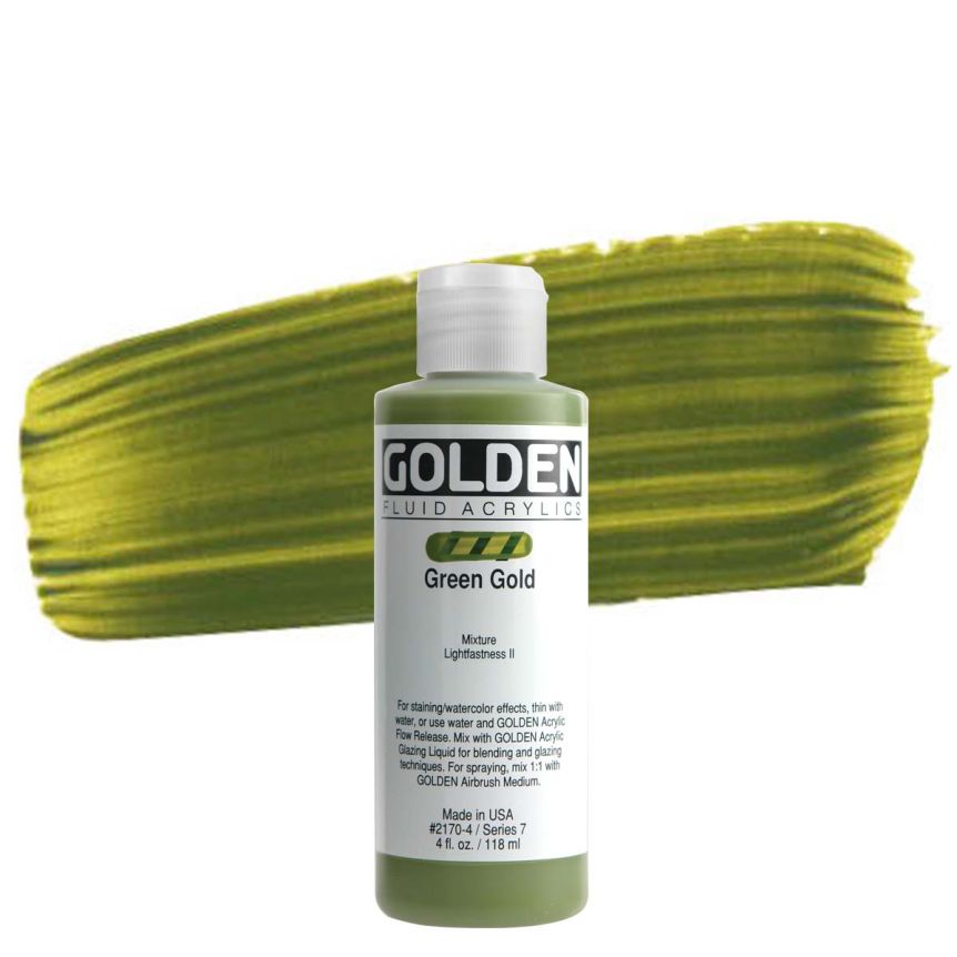 GOLDEN Fluid Acrylics Green Gold, 4oz