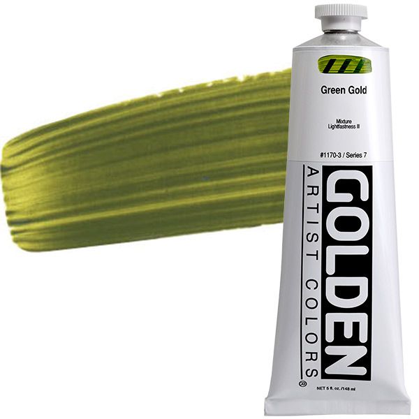 GOLDEN Heavy Body Acrylics - Green Gold, 5oz Tube