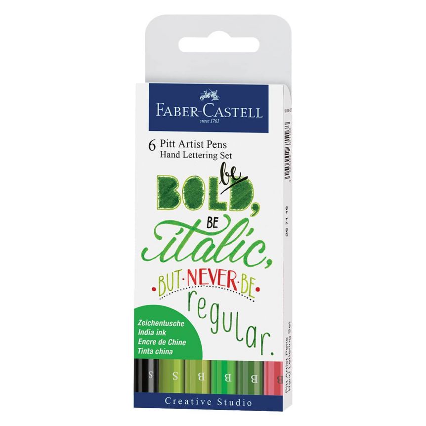 Faber-Castell Pitt Artist Pens Hand Lettering - Green Colors (Set of 6)