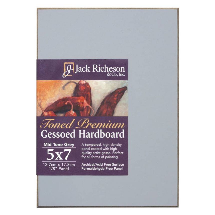Jack Richeson 1/8" Toned Gesso Hardboard Canvas Panels Grey, 5"x7