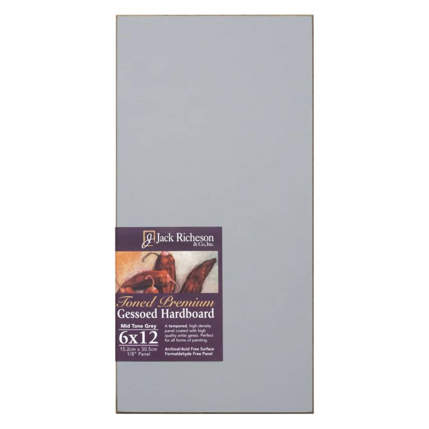 Jack Richeson 1/8" Toned Gesso Hardboard Canvas Panels - Grey, 6"x12"