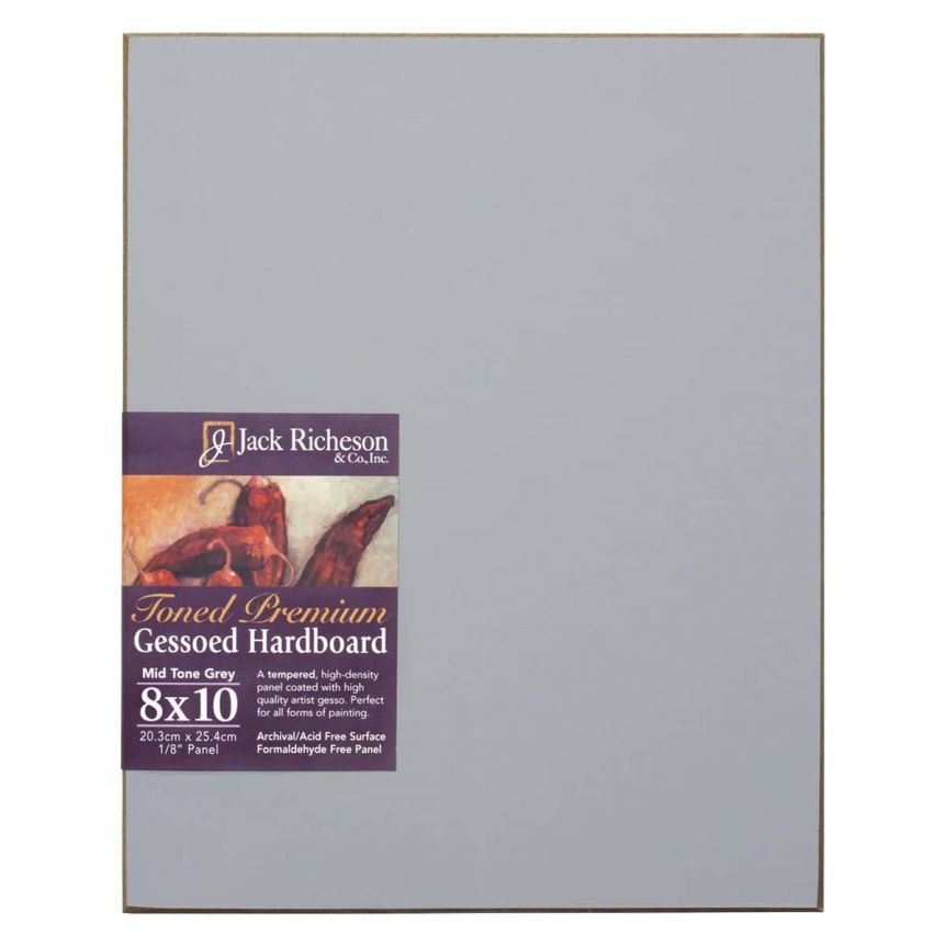 Jack Richeson 1/8" Toned Gesso Hardboard Canvas Panels Grey, 8"x10