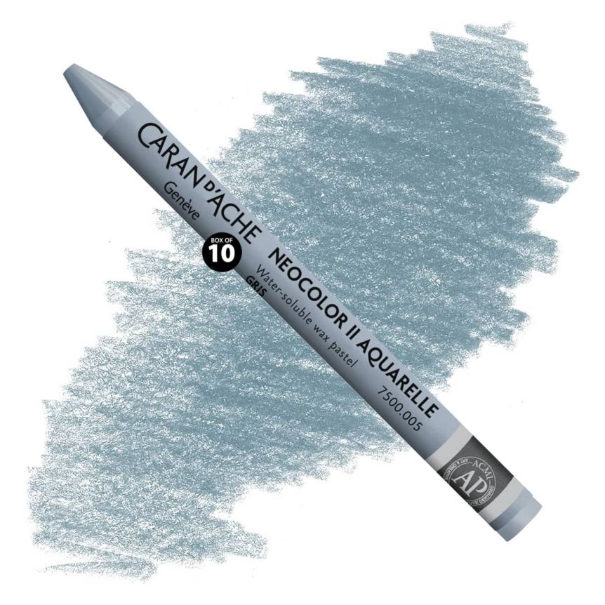 Caran d'Ache Neocolor II Water-Soluble Wax Pastels - Grey, No. 005 (Box of 10)