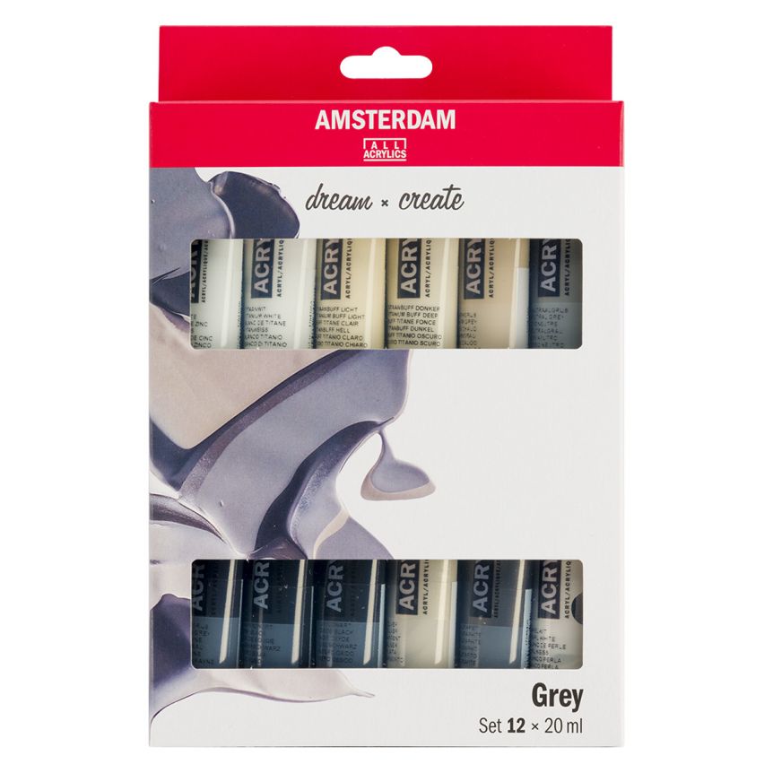 Amsterdam Standard Series Acrylic Paint Sets, 12-Color Grays Set