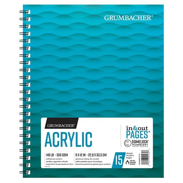 Grumbacher Acrylic Paper Pad 140lb 9x12in Spiral In/Out Page