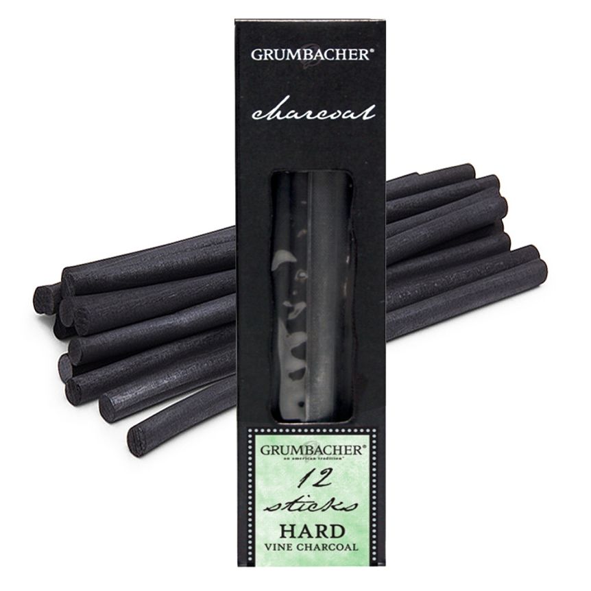 Grumbacher Hard Vine Charcoal, 12 Pack