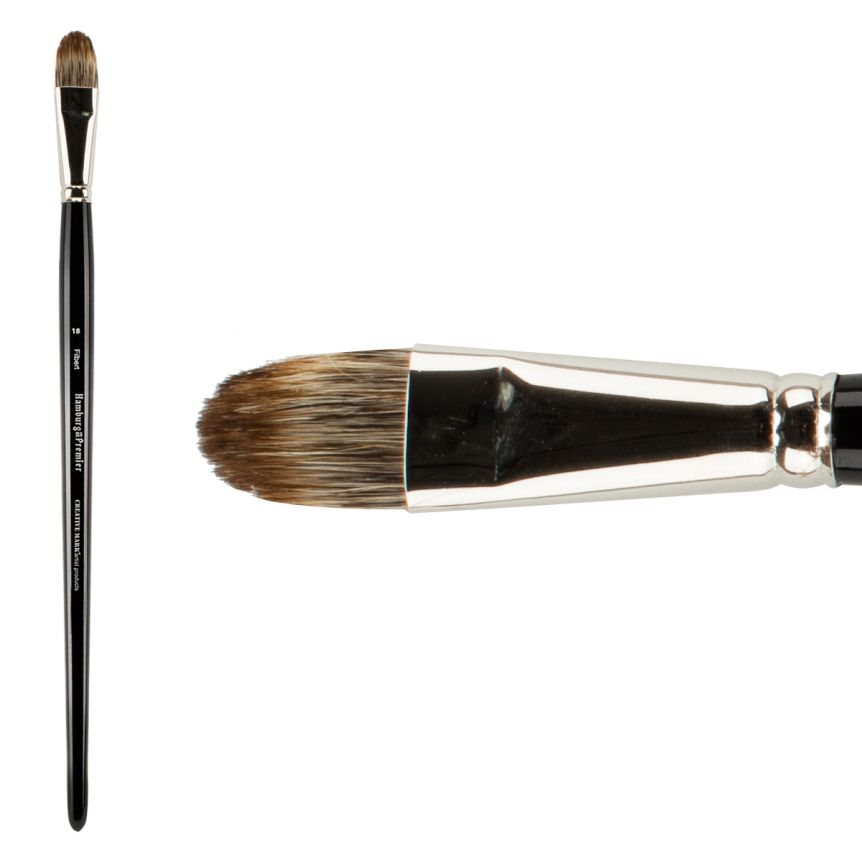 Hamburg Premier PRO Handmade Brush, Filbert Size #18