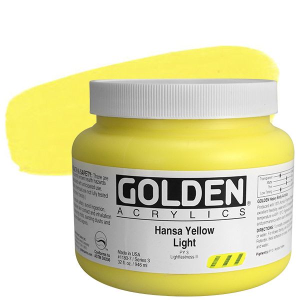 GOLDEN Heavy Body Artists' Acrylics Hansa Yellow Light 32 oz