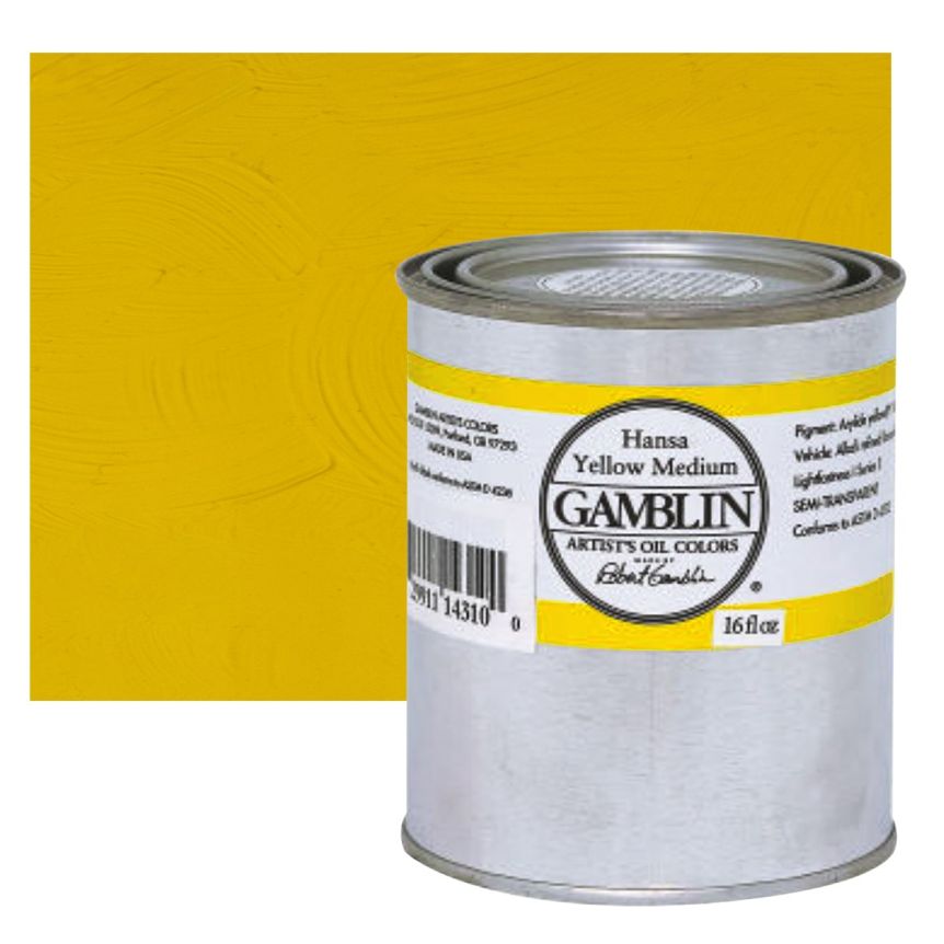 Gamblin Artists Oil - Hansa Yellow Medium, 16oz Can