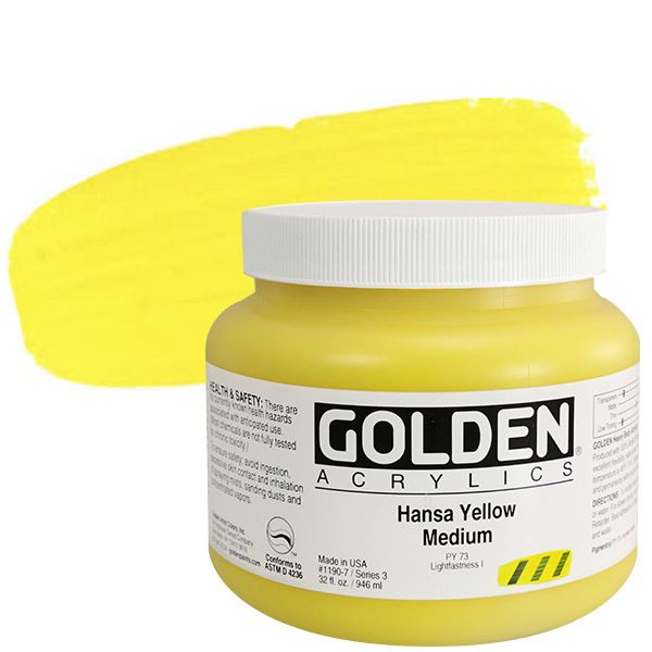 GOLDEN Heavy Body Artists' Acrylics Hansa Yellow Medium 32 oz