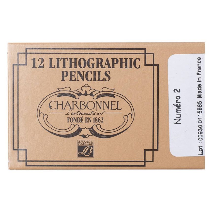 Charbonnel Lithographic Crayon - N02 Medium Hard Black, 12 Count
