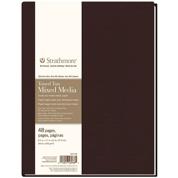 Strathmore 400 Hard Bound Toned Mixed Media Journal Tan 8.5X11" 48 Pages