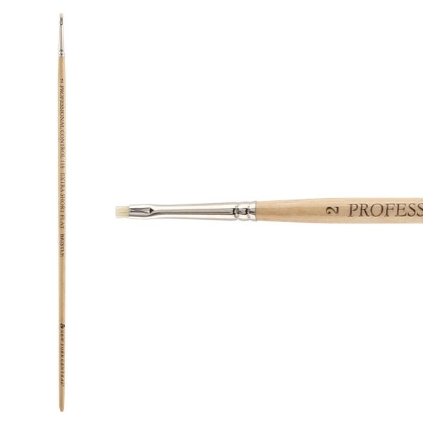 New York Central Professional Control Oil Color Brush Hog Bristle Super Short Flat (118) sz 2
