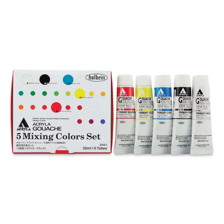 Holbein Acrylic Gouache 20ml Mixing Set of 5 Colors