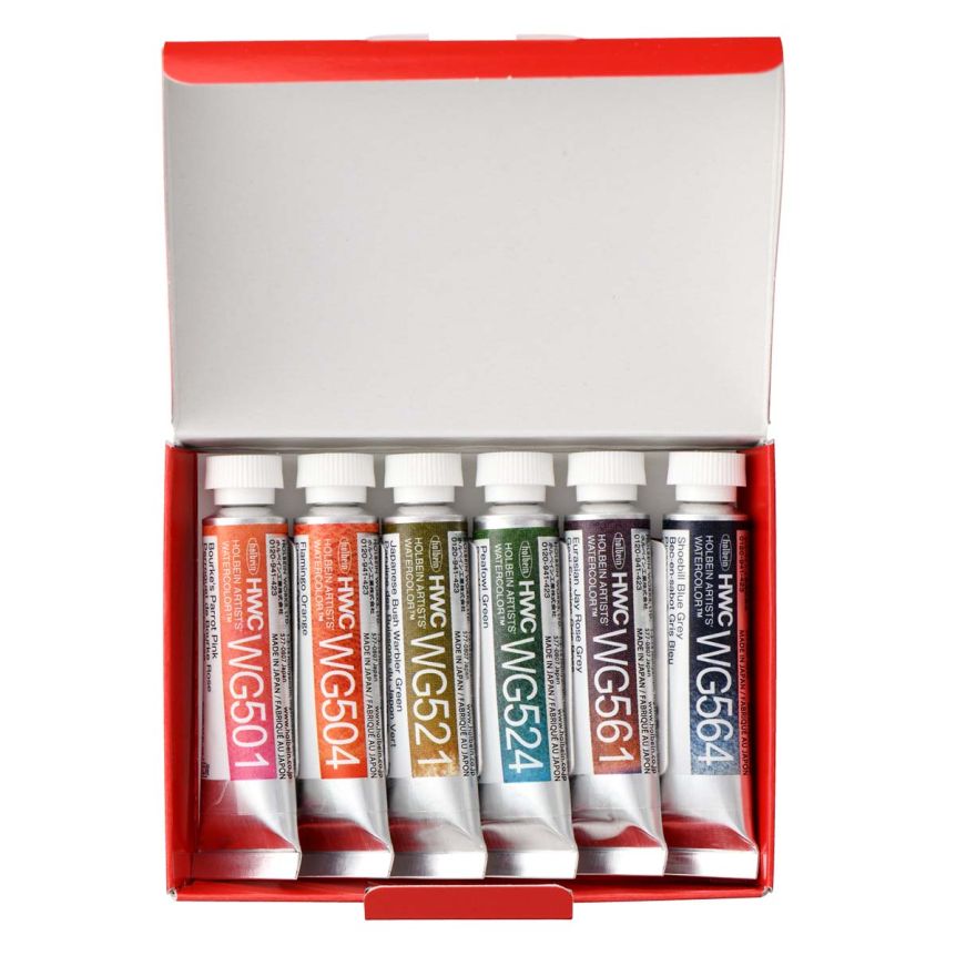 Holbein Artists' Granulating Watercolor - Bird Set of 6, 5ml Tubes