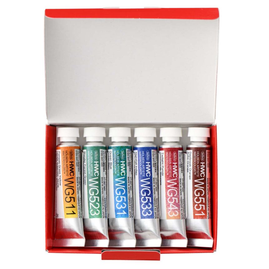 Holbein Artists' Granulating Watercolor - Landscape Set of 6, 5ml Tubes