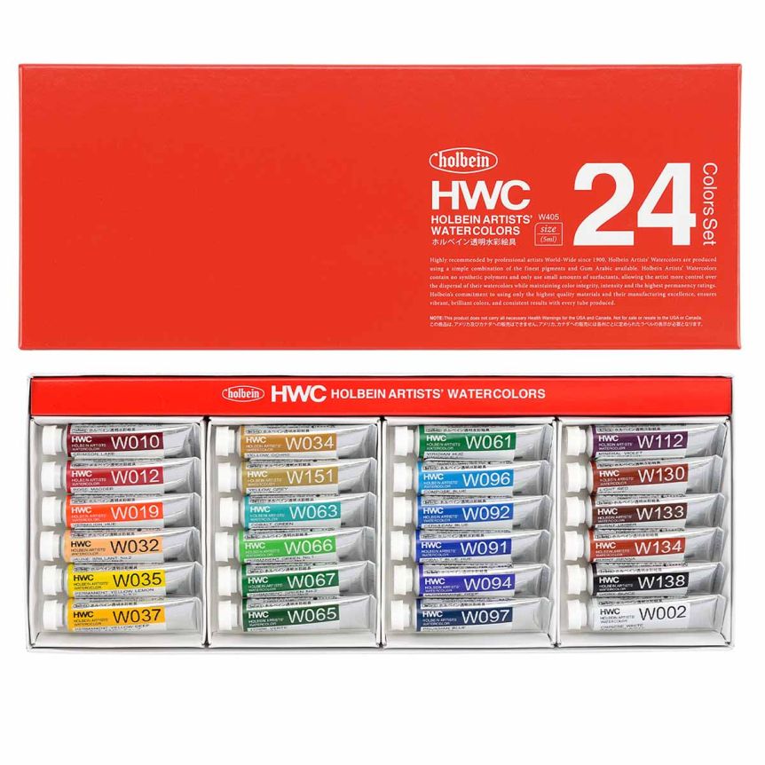 Holbein Artists' Watercolor Set of 24, 5ml Colors