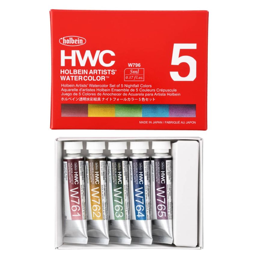 Holbein Artists' Watercolor - Nightfall Set of 5, 5ml Tubes