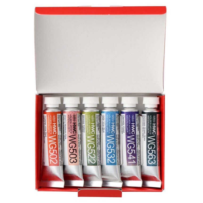 Holbein Artists' Granulating Watercolor - Flower Set of 6, 5ml Tubes